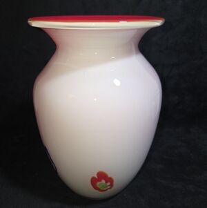 Psychedelic Boho Handblown Glass Vase Similar To Murano Millefiori